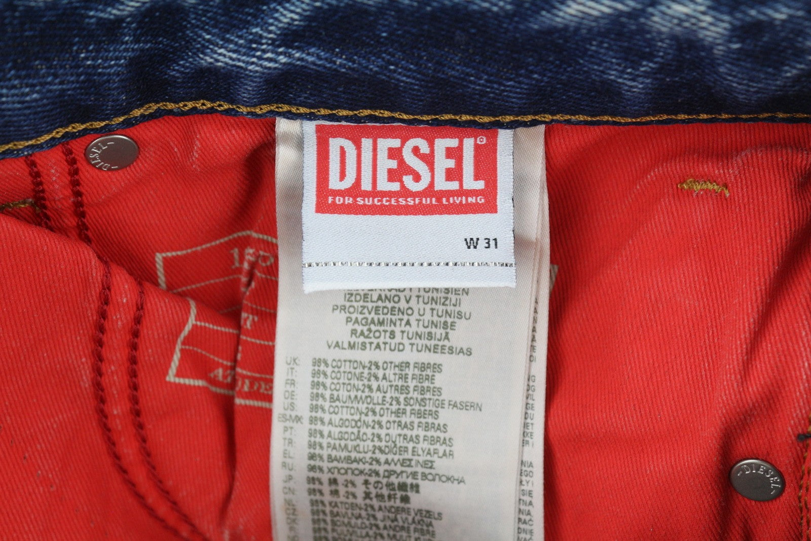 DIESEL 1955 09E10 Men Jeans W31/L32 Blue Straight Leg Distressed RRP375