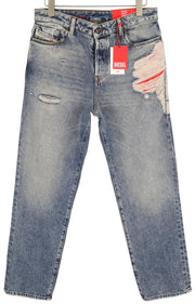 DIESEL 1955 09E10 Men Jeans W34/L30 Blue Straight Fit Distressed RRP375