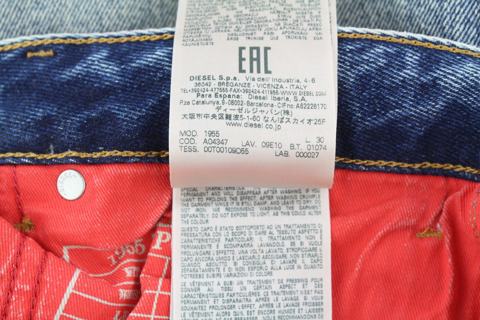 DIESEL 1955 09E10 Men Jeans W38/L30 Blue Straight Fit Distressed RRP375