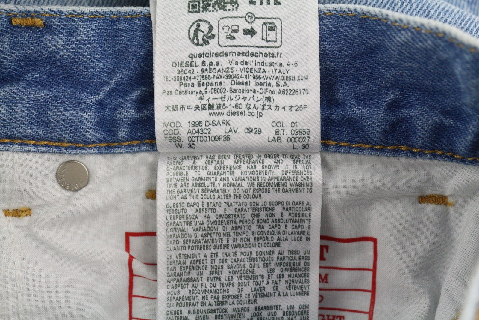 DIESEL 1995 D-Sark 09I29 Men Jeans W30/L30 Blue Slim Straight Mid Waist RRP246