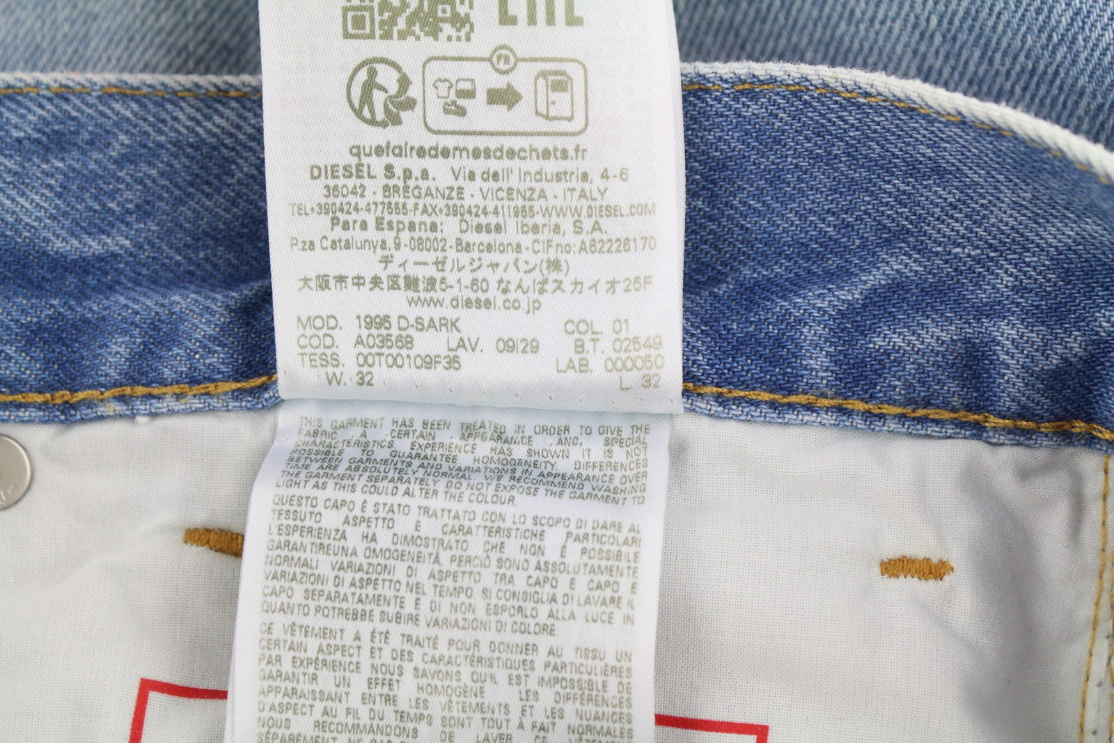 DIESEL 1995 D-Sark 09I29 Men Jeans W32/L32 Blue Slim Straight Washed RRP246