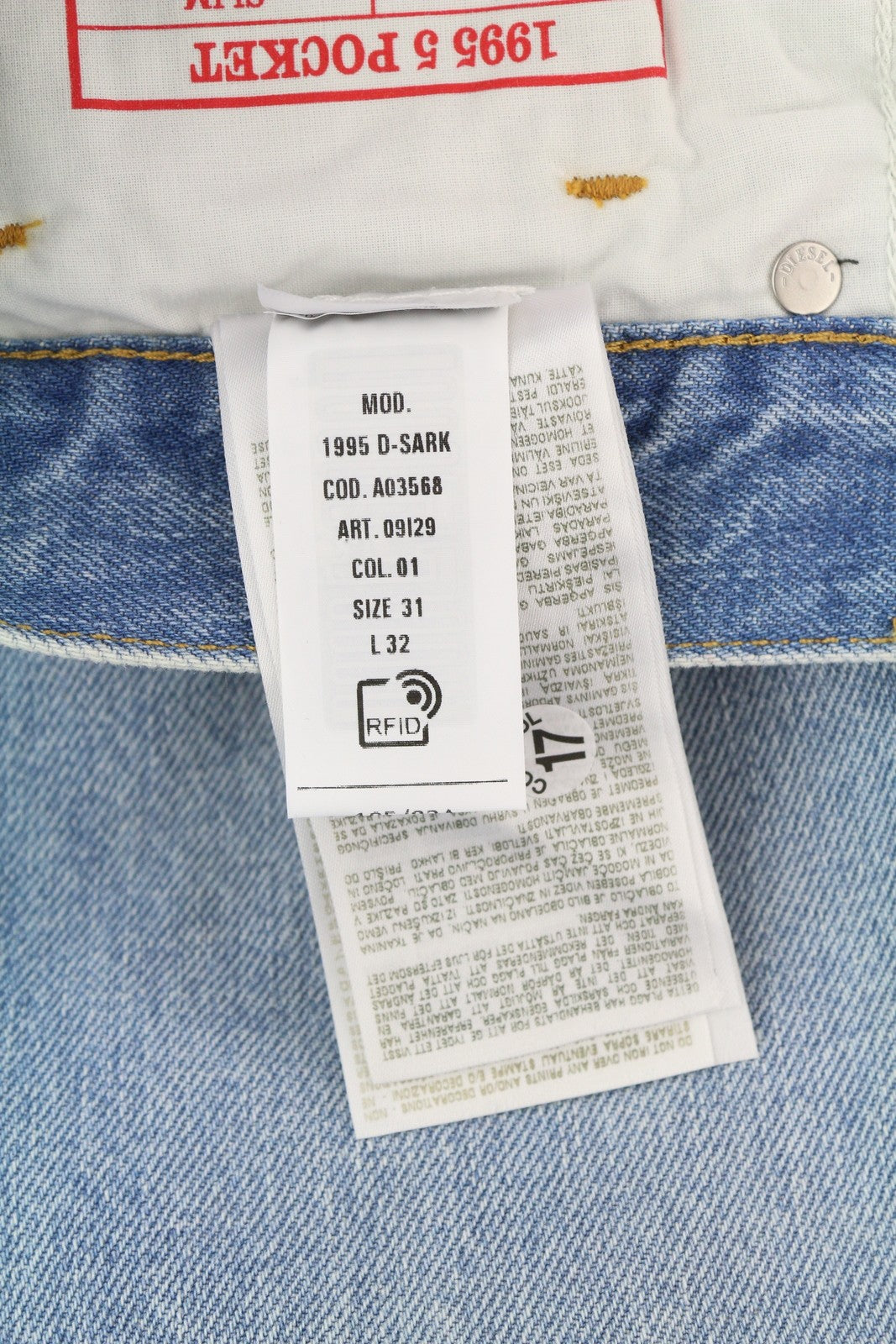 DIESEL 1995 D-Sark 09I29 Men Jeans W31/L32 Blue Slim Straight Washed RRP246