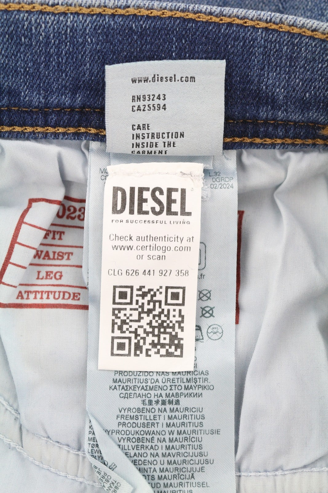 DIESEL 2023 D-Finitive 0GRDP Men Jeans W31/L32 Regular Tapered Mid Waist