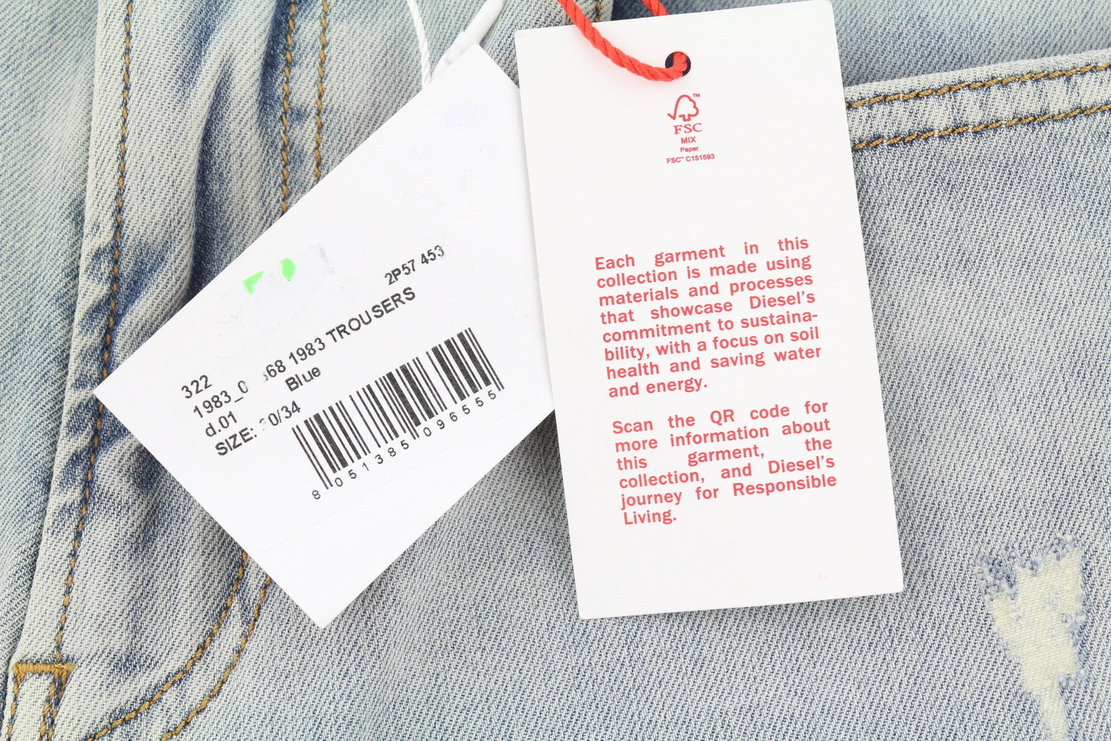 DIESEL 1983 09B68 Men Jeans W30/L34 Blue Skinny Fit Faded RRP295