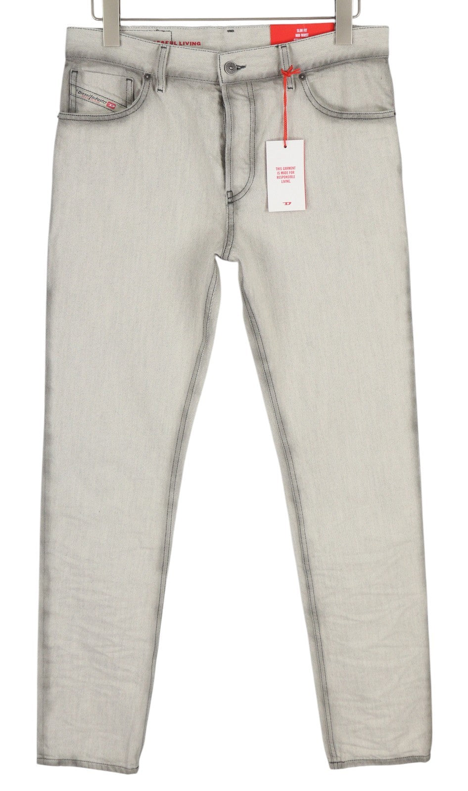 DIESEL 1995 09C86 Men Jeans W31/L32 Grey Faded Slim Straight Button RRP195