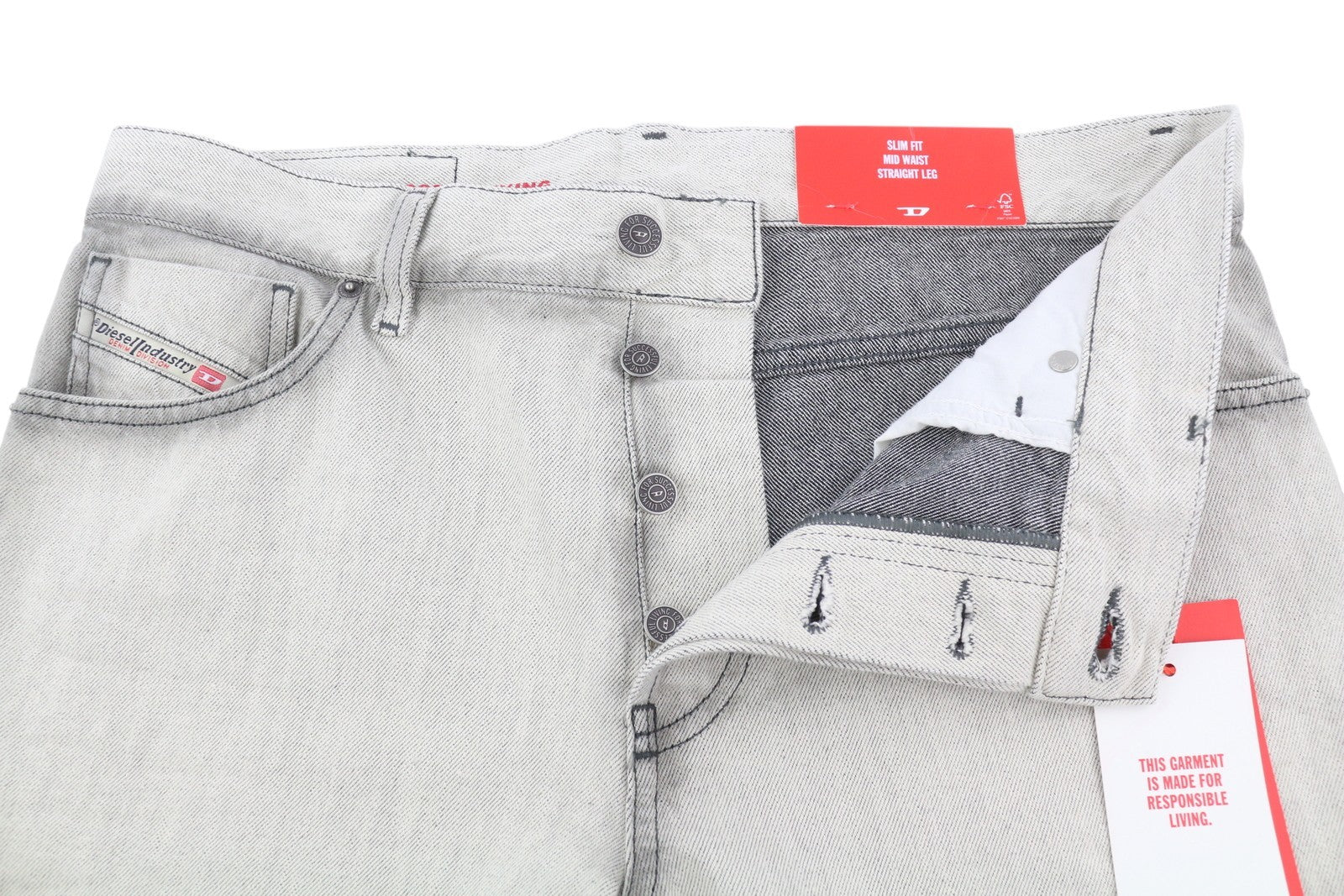 DIESEL 1995 09C86 Men Jeans W31/L32 Grey Faded Slim Straight Button RRP195