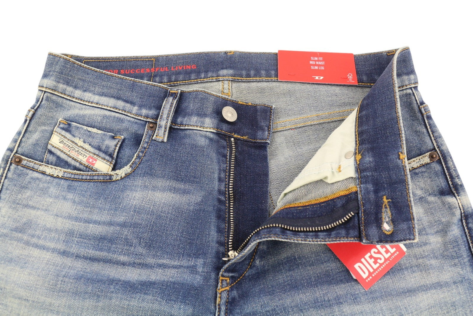 DIESEL 2019 D-Strukt 09C87 Men Jeans W30/L32 Blue Slim Fit Distressed RRP189