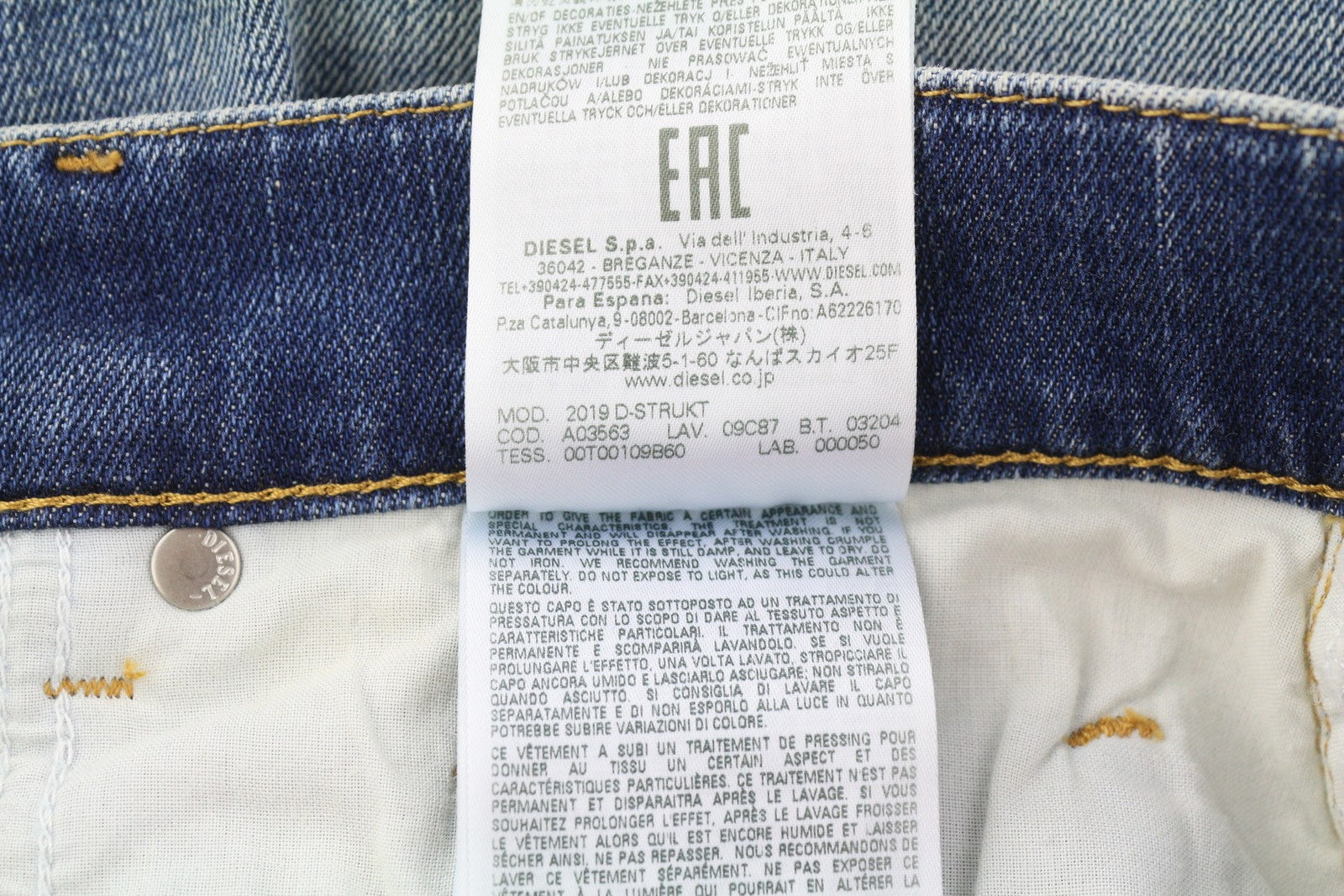 DIESEL 2019 D-Strukt 09C87 Men Slim Jeans W31/L34 Distress Blue RRP189