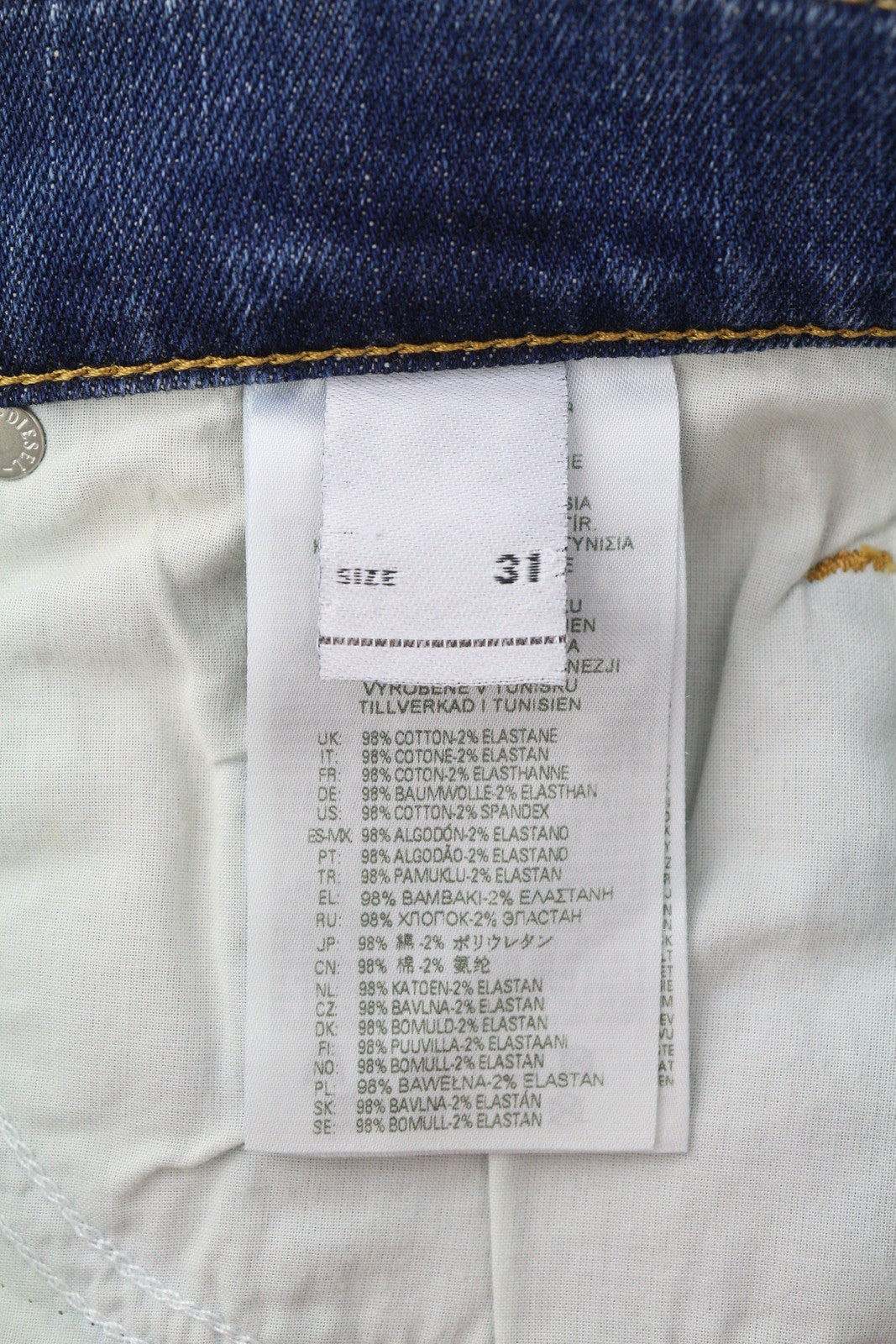 DIESEL 2019 D-Strukt 09C87 Men Slim Jeans W31/L34 Distress Blue RRP189