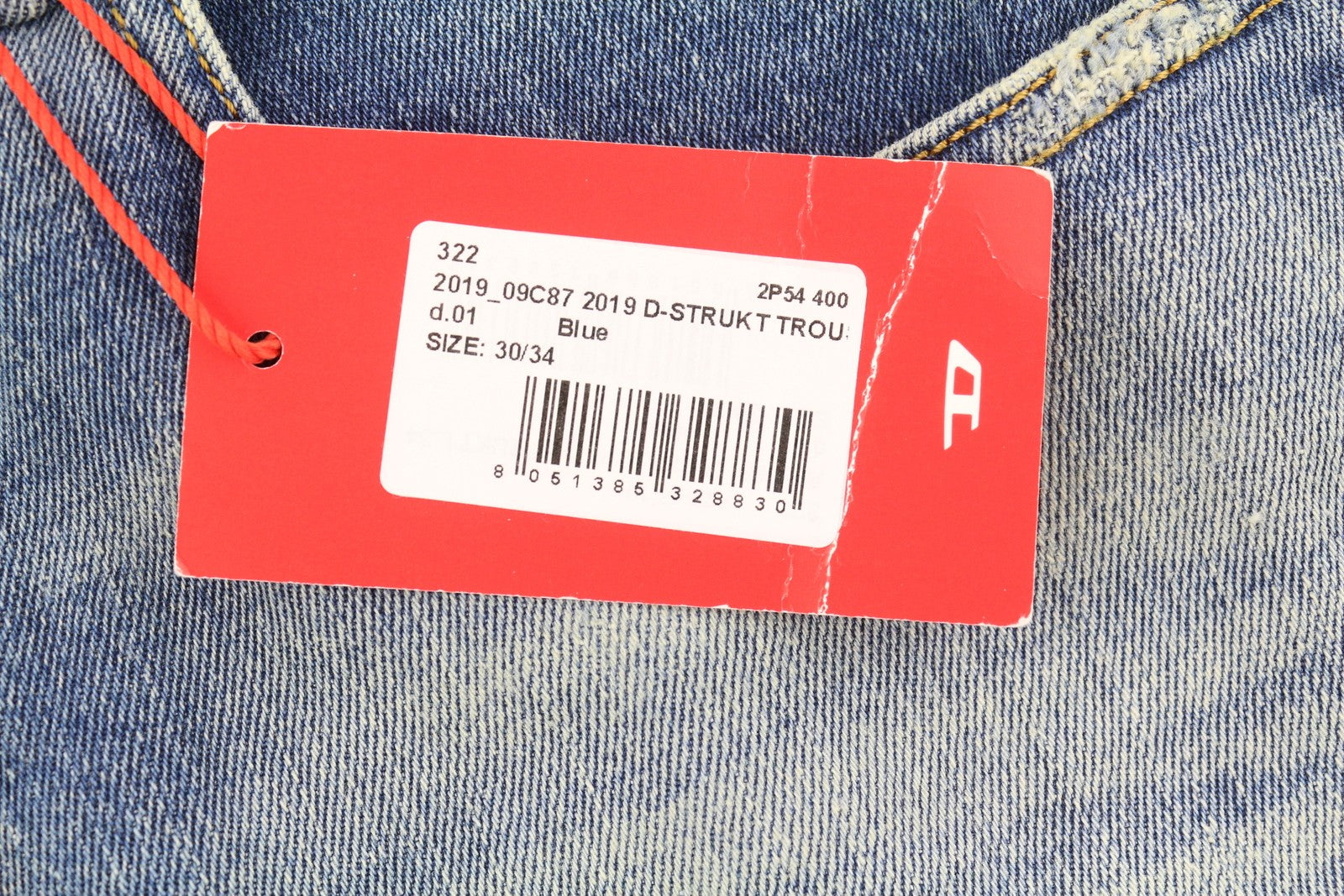 DIESEL 2019 D-Strukt 09C87 Men Distress Jeans W30/L34 Blue Slim Fit RRP189