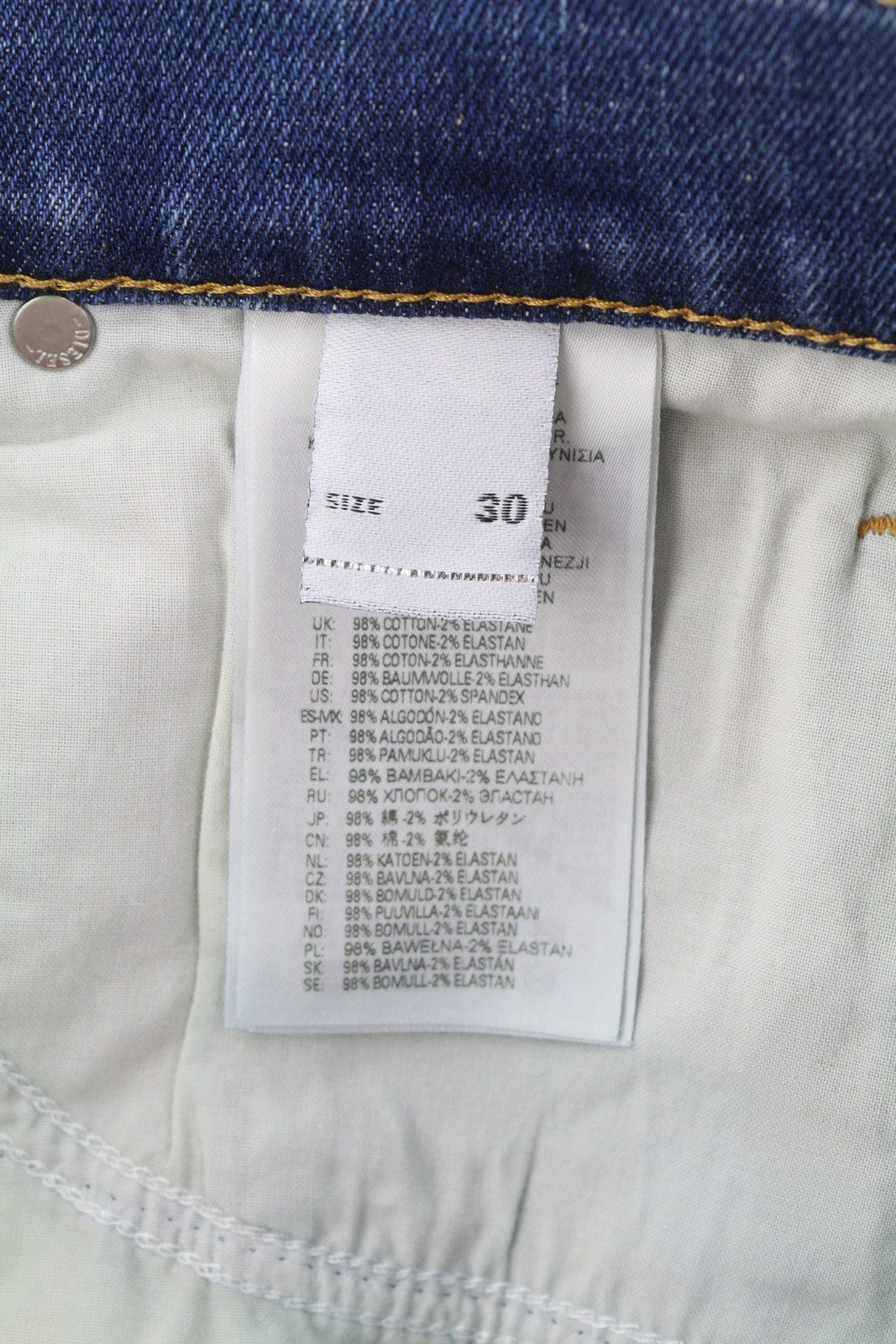 DIESEL 2019 D-Strukt 09C87 Men Distress Jeans W30/L34 Blue Slim Fit RRP189