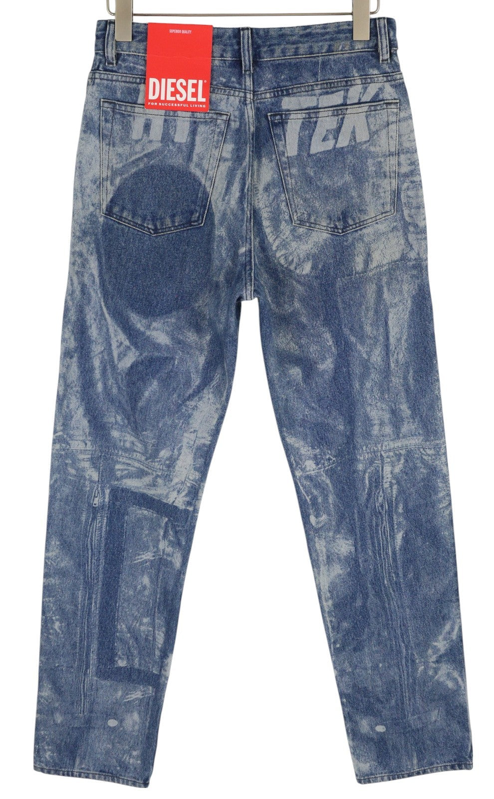 DIESEL 1955-FS3 007B8 Men Jeans W30/L32 Washed Blue Pattern Straight