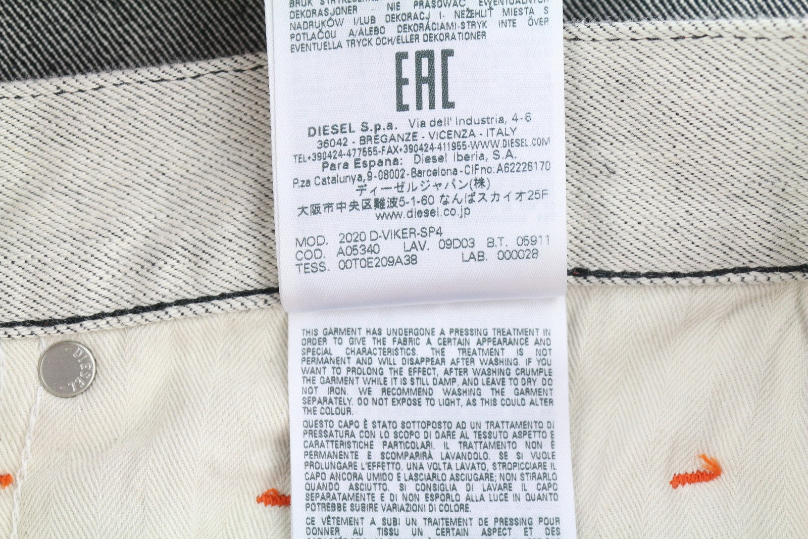 DIESEL 2020 D-Viker-SP4 Men Jeans W31/L32 Blue Black Straight Button Fly