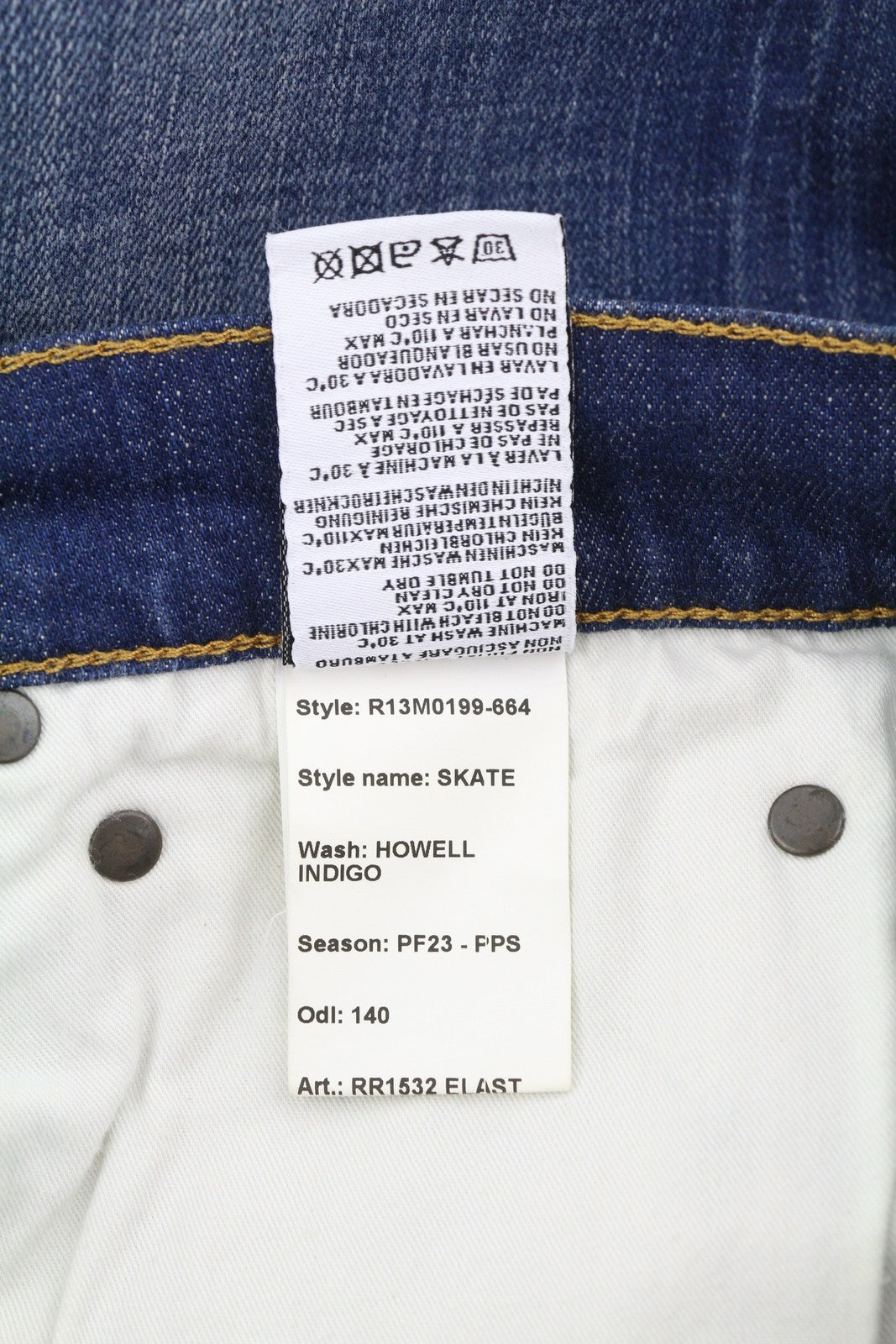 R13 Skate Men Jeans 32 Howell Indigo Faded Slim Zip Fly Logo RRP549