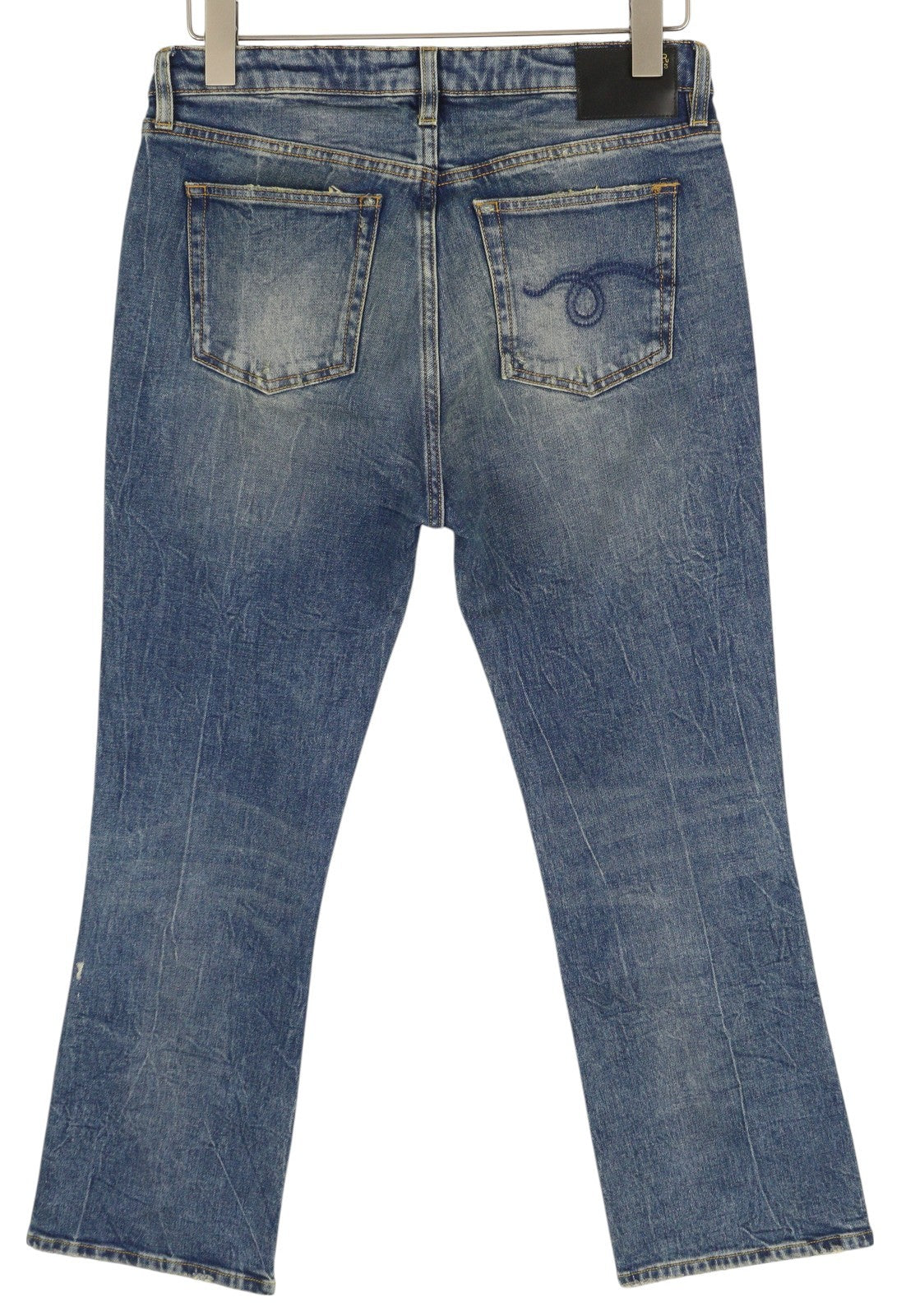 R13 Kick Women Jeans 29 Kelly Stretch Cropped Flare Faded Blue RRP695