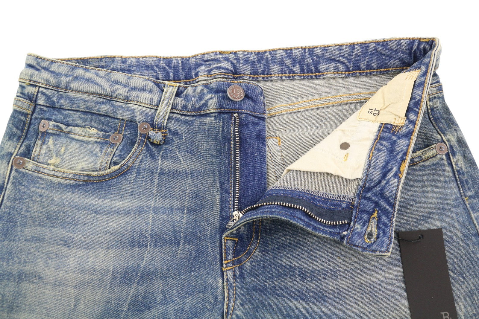 R13 Boy Straight Women Jeans 31 Kelly Stretch Washed Ankle RRP645