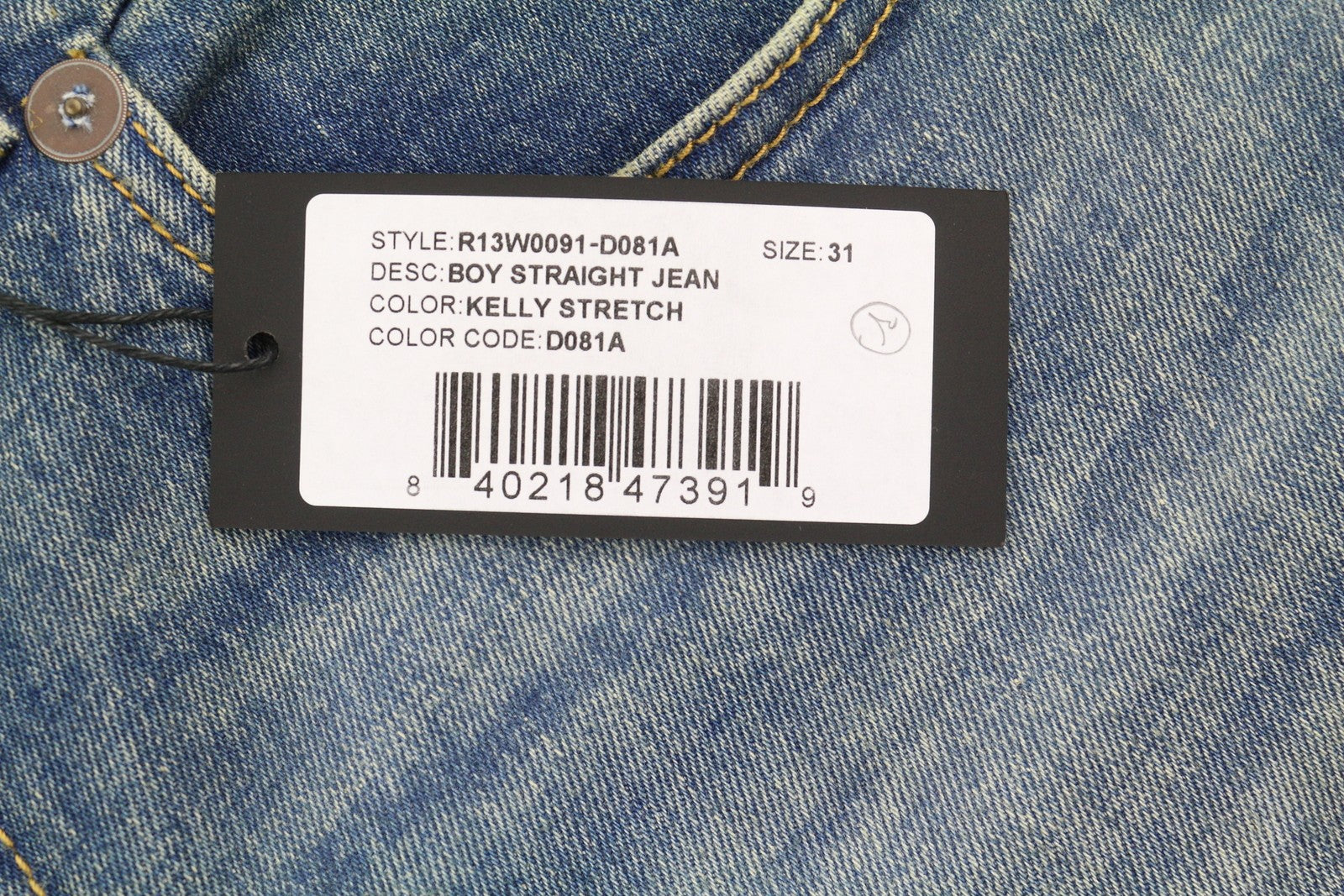 R13 Boy Straight Women Jeans 31 Kelly Stretch Washed Ankle RRP645