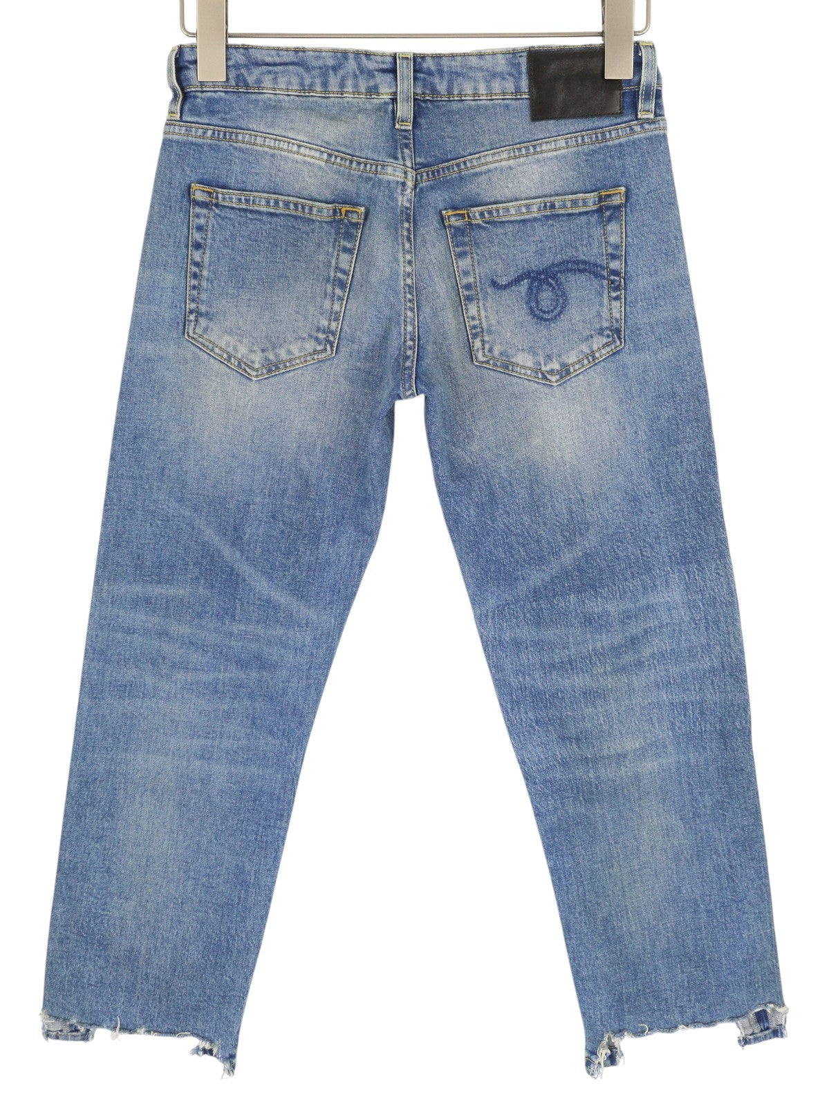 R13 Boy Straight Rips Women Jeans 25 Jasper Stretch Washed Ankle RRP595