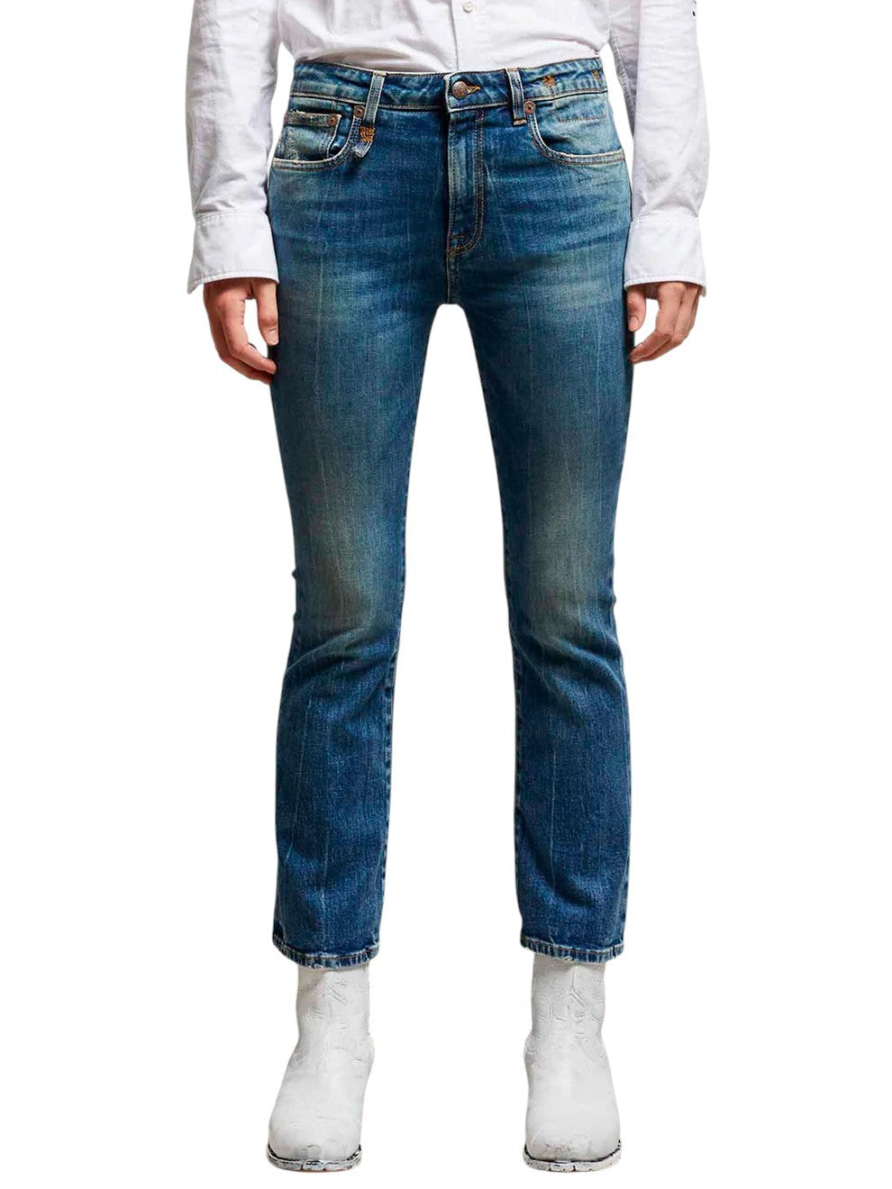 R13 Kick Women Jeans 26 Kelly Stretch Faded Ankle Length RRP650