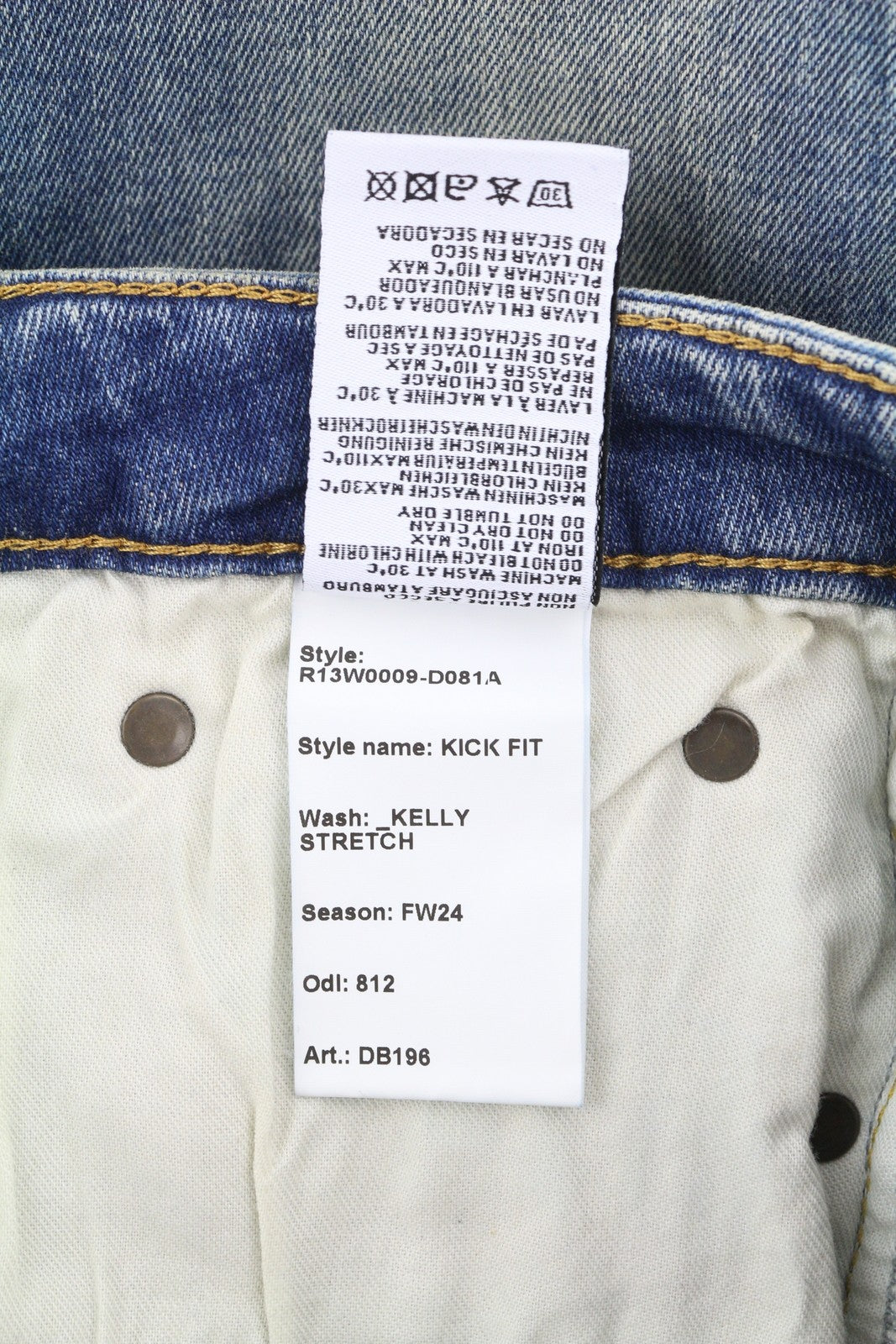 R13 Kick Women Jeans 26 Kelly Stretch Faded Ankle Length RRP650