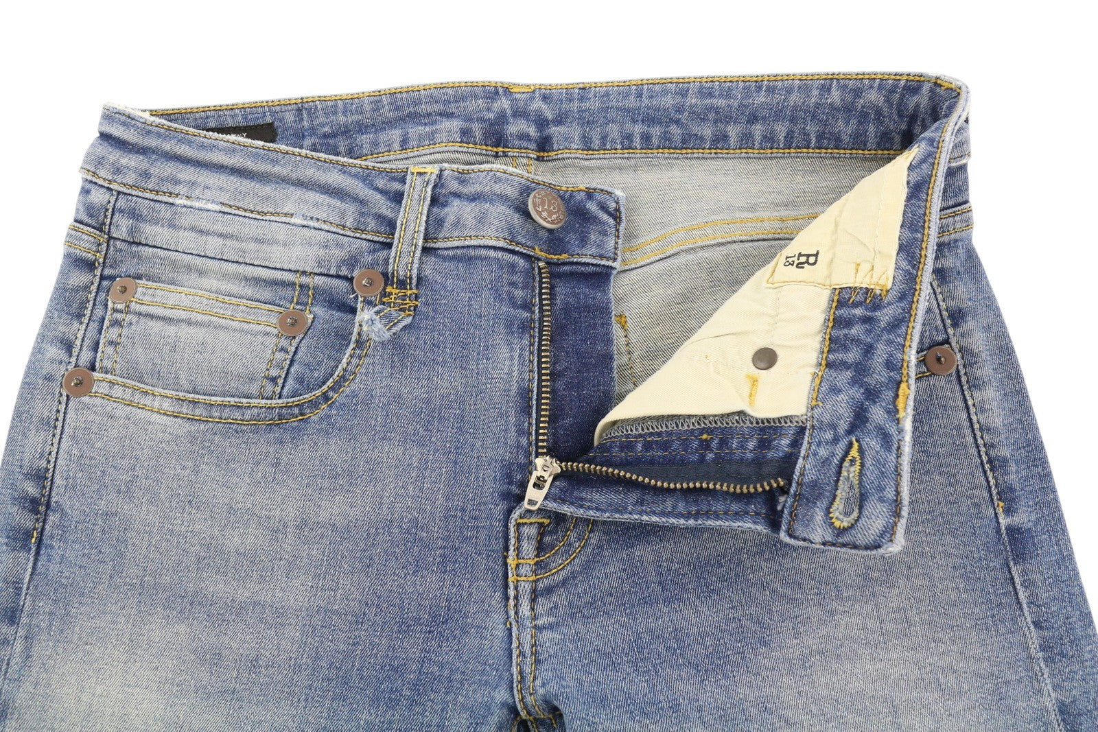 R13 Boy Straight Rips Women Jeans 27 Carlton Ripped Ankle Blue