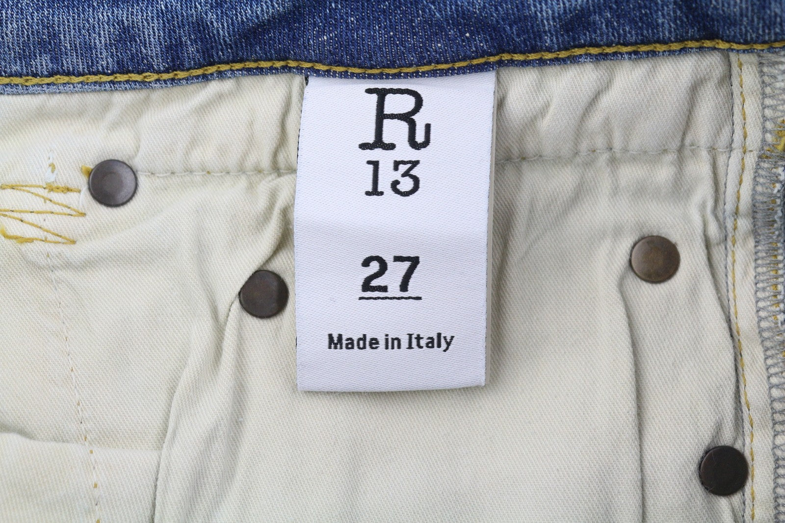 R13 Boy Straight Rips Women Jeans 27 Carlton Ripped Ankle Blue