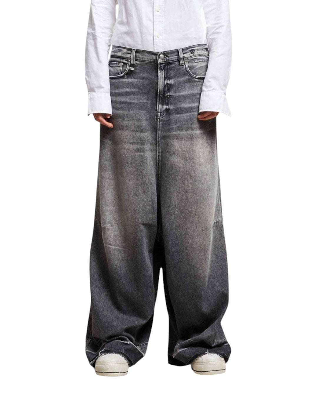 R13 Jesse Women Jeans 27 Vintage Grey Wide Leg Drop Crotch RRP725