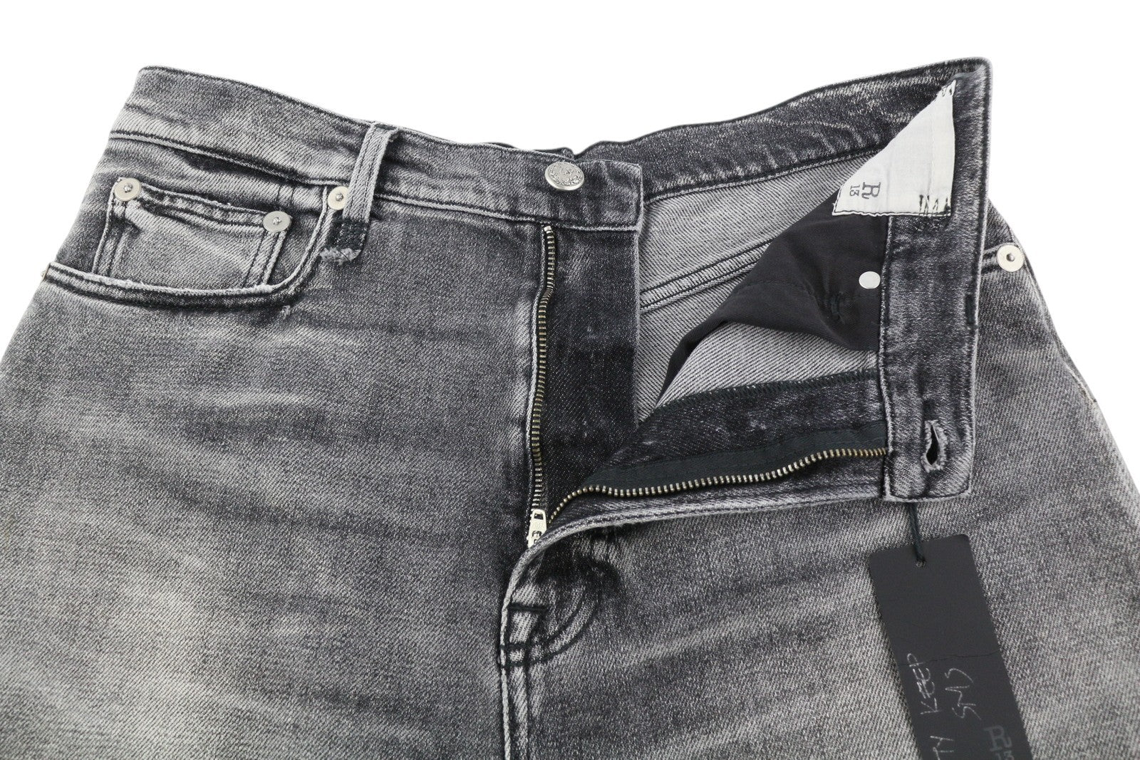 R13 Jesse Women Jeans 27 Vintage Grey Wide Leg Drop Crotch RRP725