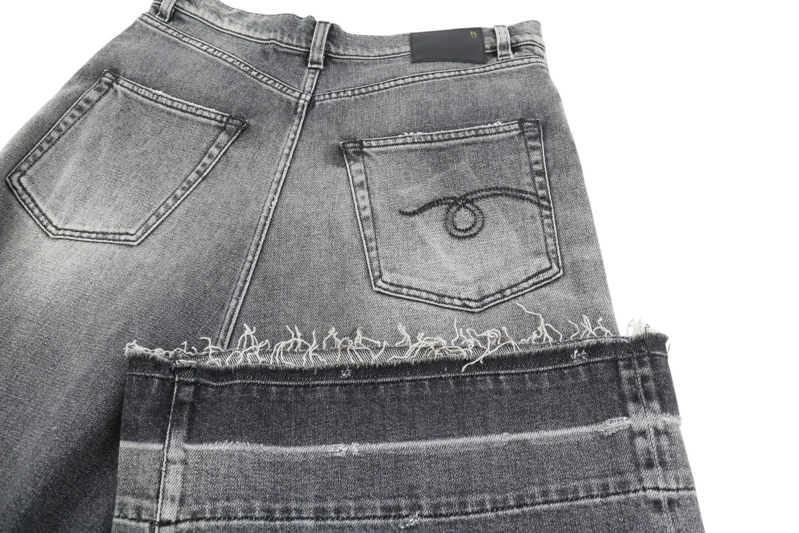 R13 Jesse Women Jeans 27 Vintage Grey Wide Leg Drop Crotch RRP725