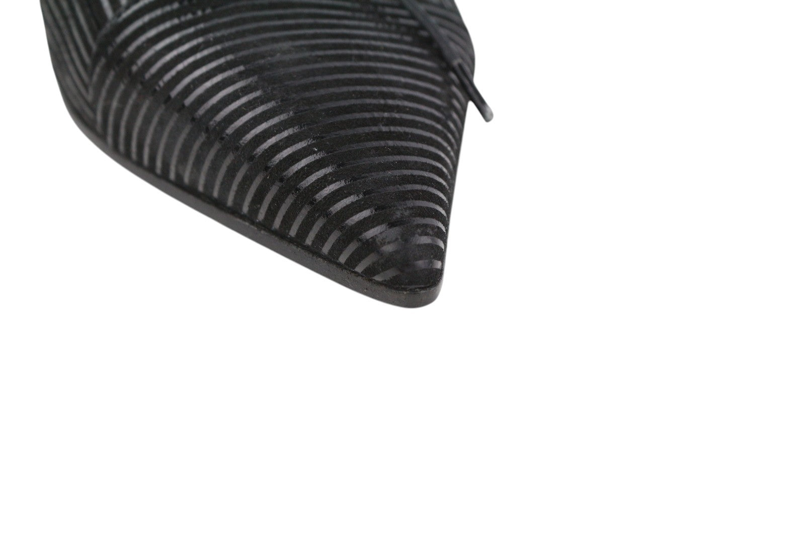 EMPORIO ARMANI Women Shoes EU37 Black Shiny Stripe Pointed Lace Up