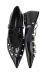 Black Leather Flats