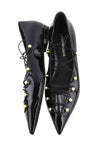Black Leather Flats
