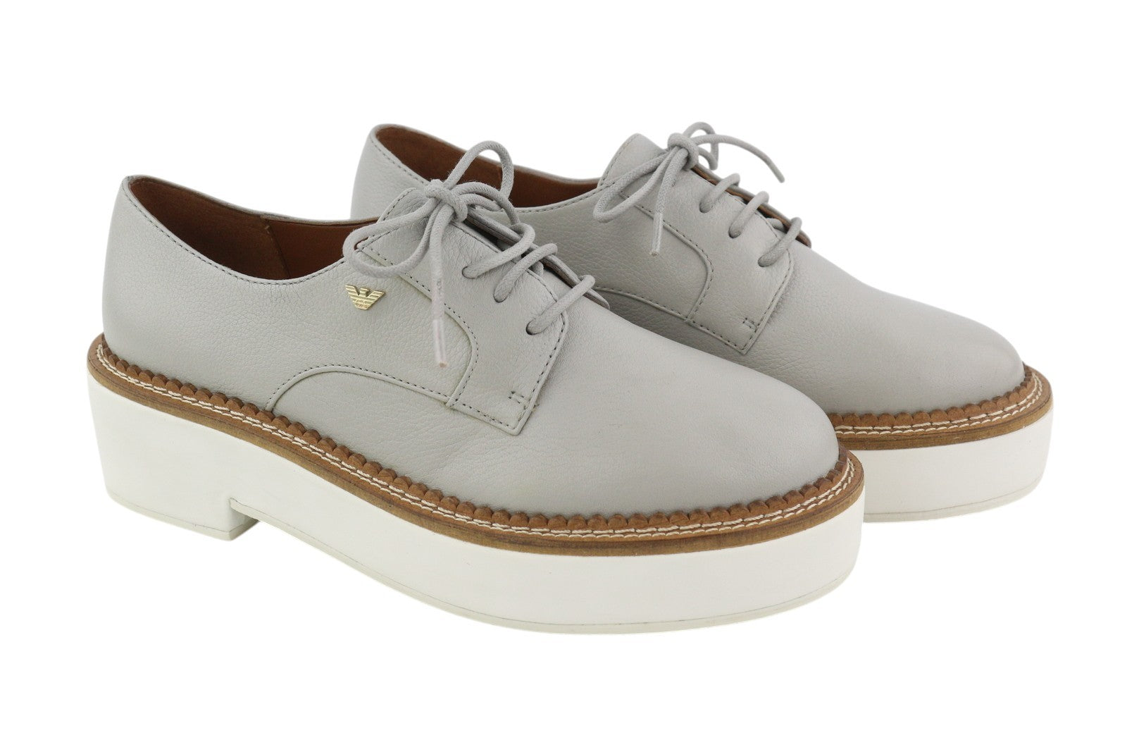 EMPORIO ARMANI X3C139 Women Shoes EU37 Grey Platform Oxford RRP226