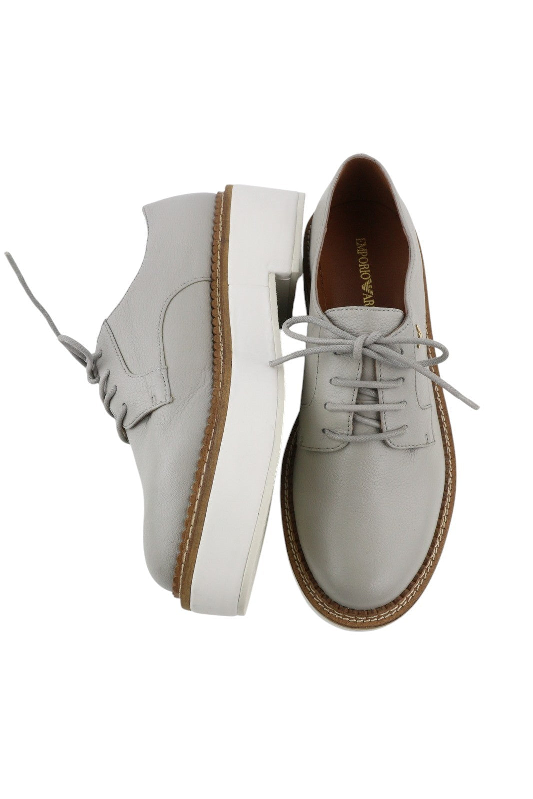 EMPORIO ARMANI X3C139 Women Shoes EU37 Grey Platform Oxford RRP226