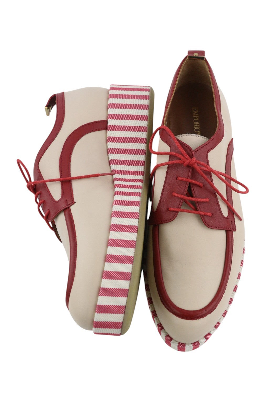 EMPORIO ARMANI X3C140 Women Shoes EU37 Beige Platform Lace Up