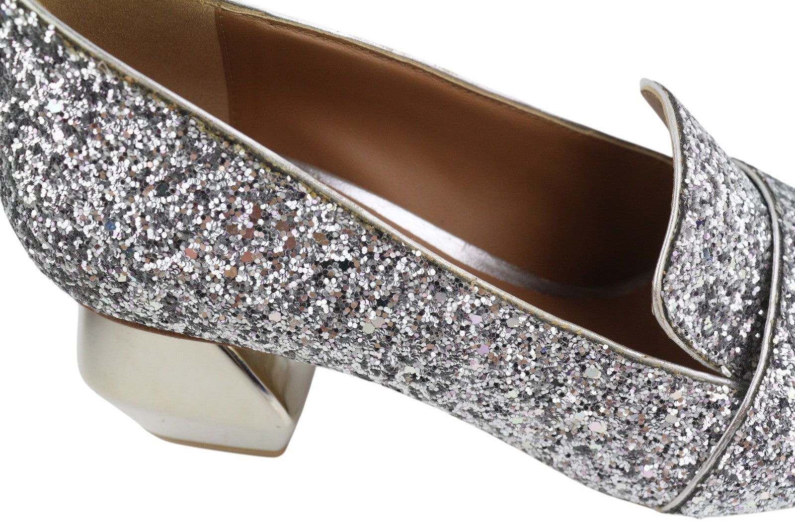 EMPORIO ARMANI X3E353 Women Heels EU37 Silver Glitter Decollete