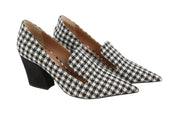 EMPORIO ARMANI Women Heels EU37 Houndstooth Block Heel Pointed