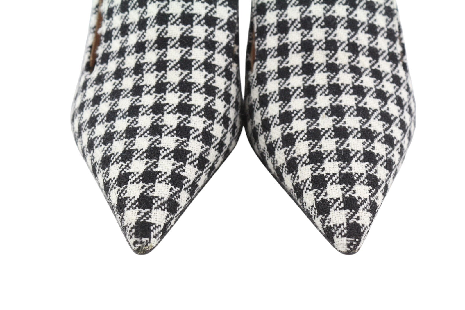 EMPORIO ARMANI Women Heels EU37 Houndstooth Block Heel Pointed