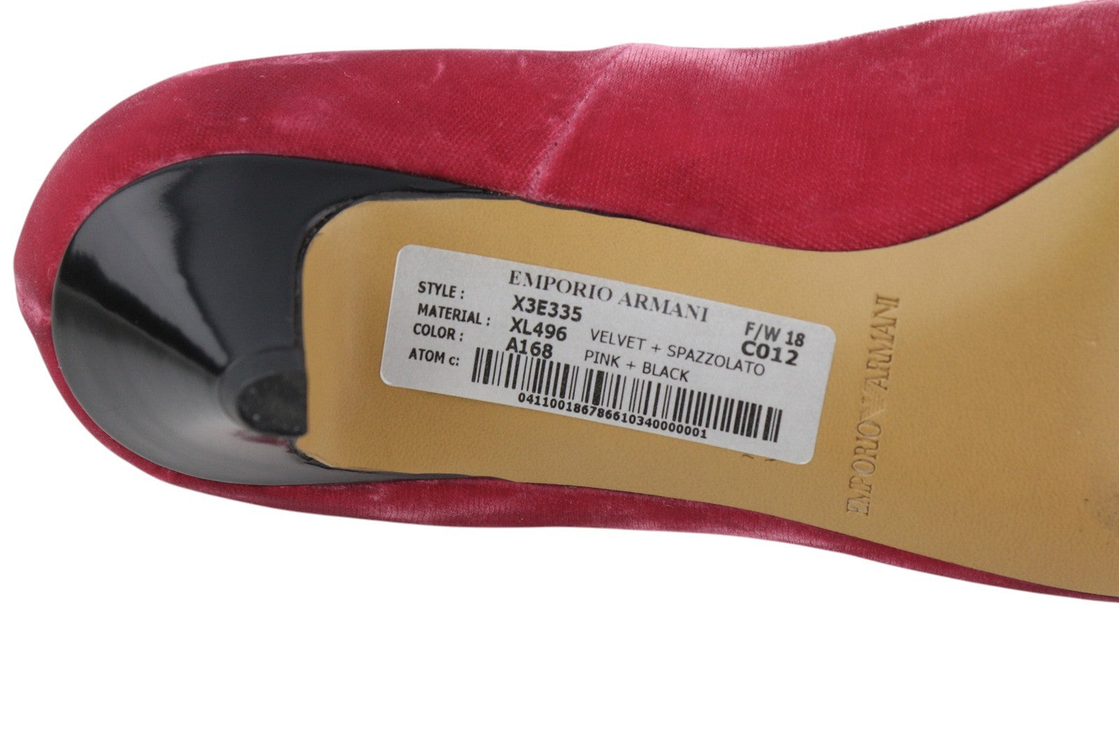 EMPORIO ARMANI X3E335 Women Heels EU37 Pink Velvet Bow Decollete