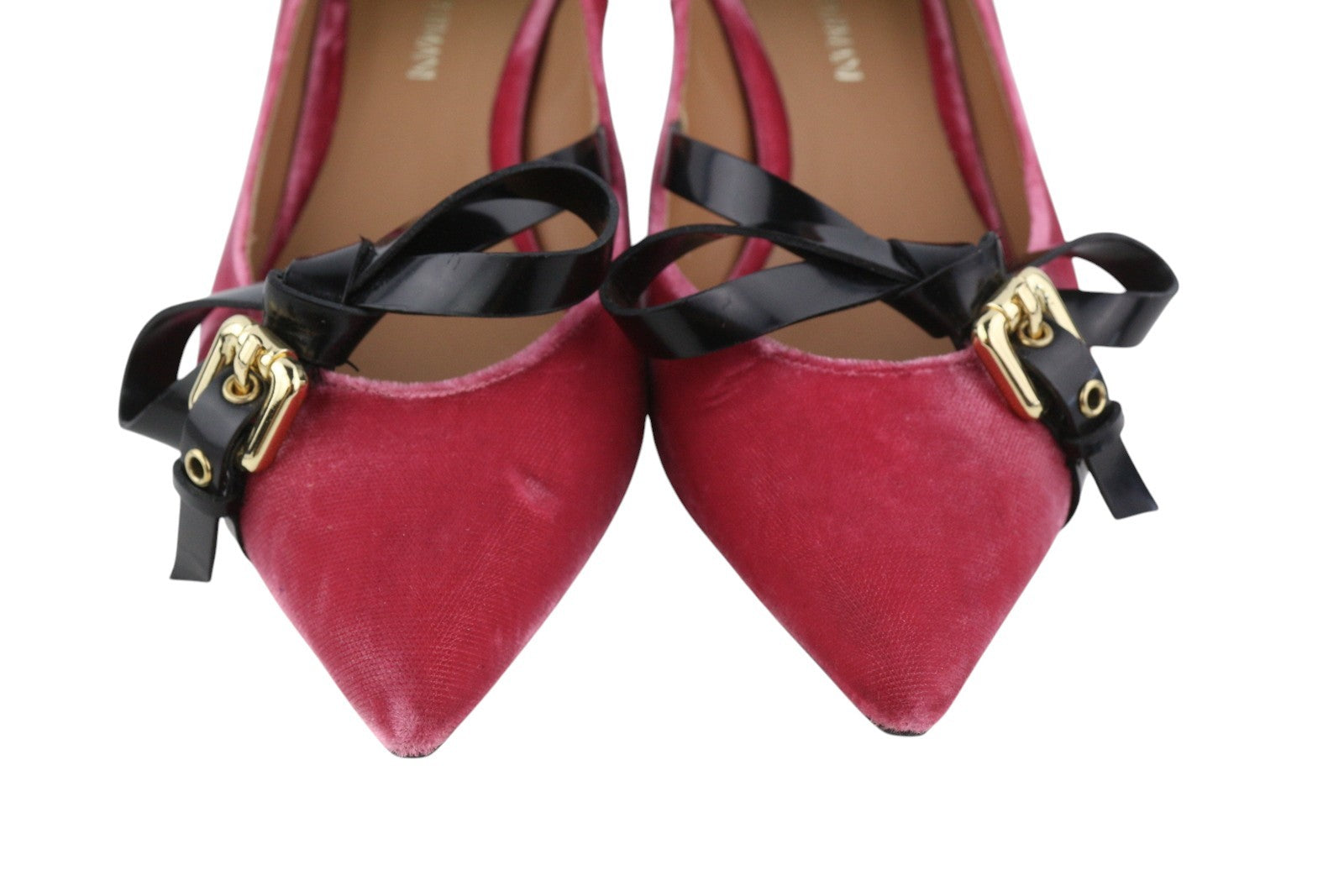 EMPORIO ARMANI X3E335 Women Heels EU37 Pink Velvet Bow Decollete