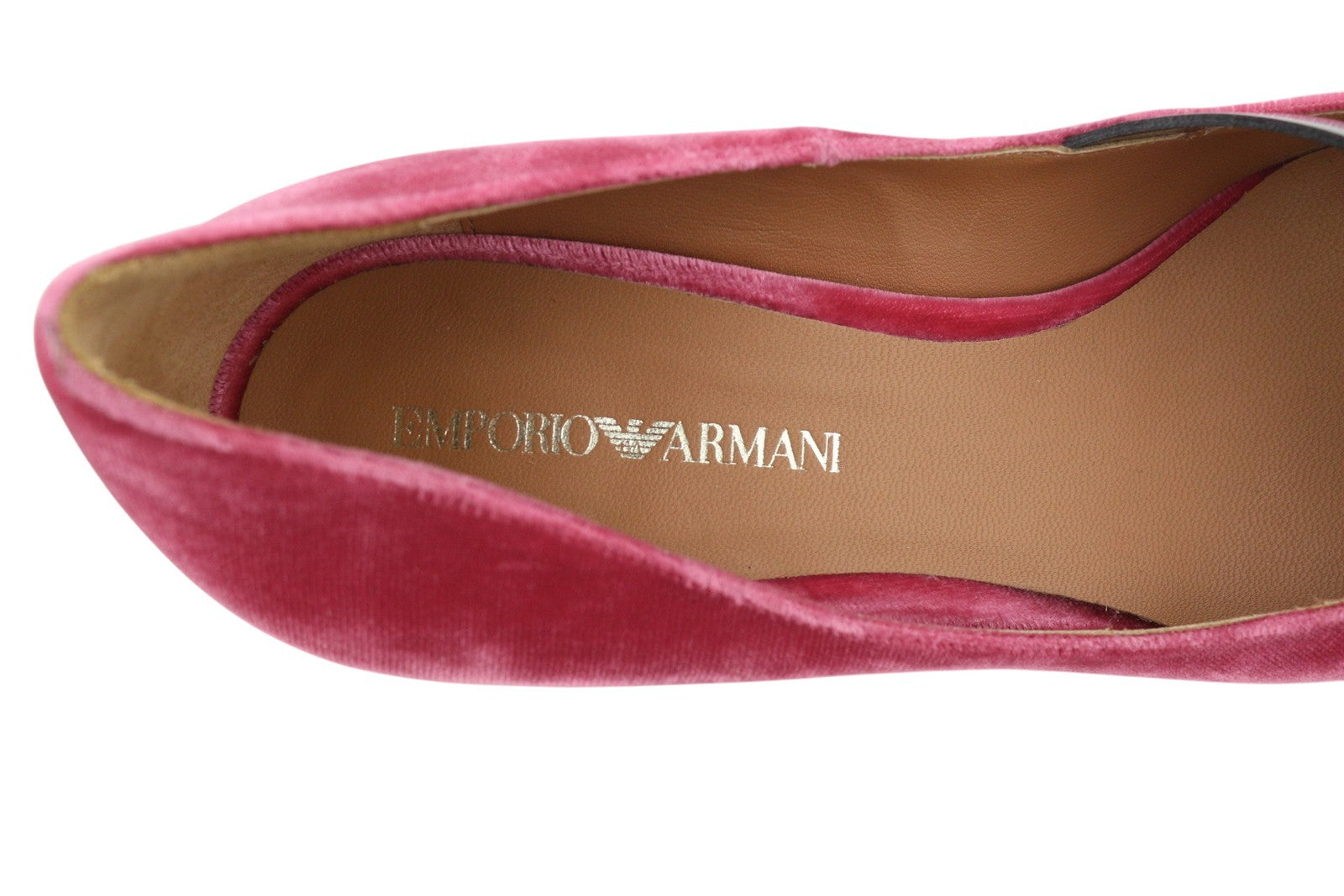EMPORIO ARMANI X3E335 Women Heels EU37 Pink Velvet Bow Decollete
