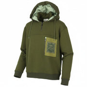 SCOTCH & SODA Men Hoodie M Green Padded Hood Patch Pocket Half Zip Pull On