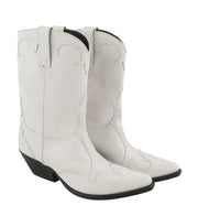 EMPORIO ARMANI X3N137 Women Boots EU37 Light White Leather Cowboy Pointed