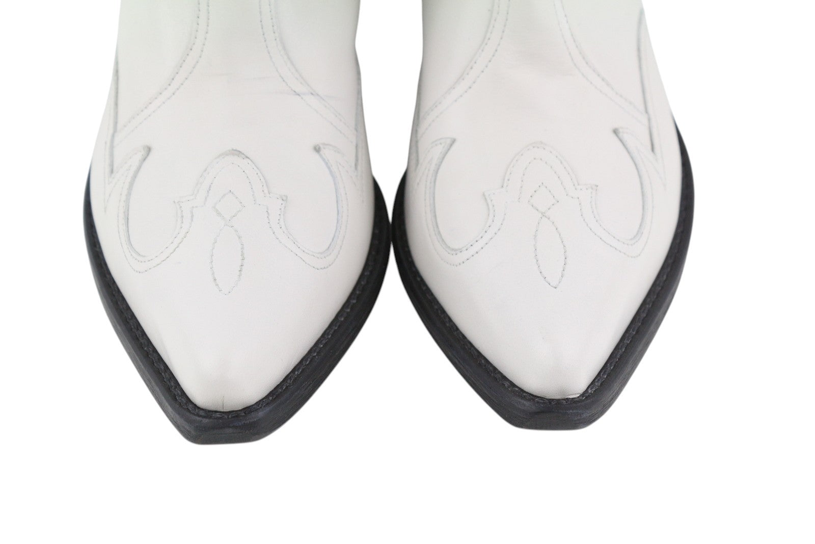 EMPORIO ARMANI X3N137 Women Boots EU37 Light White Leather Cowboy Pointed