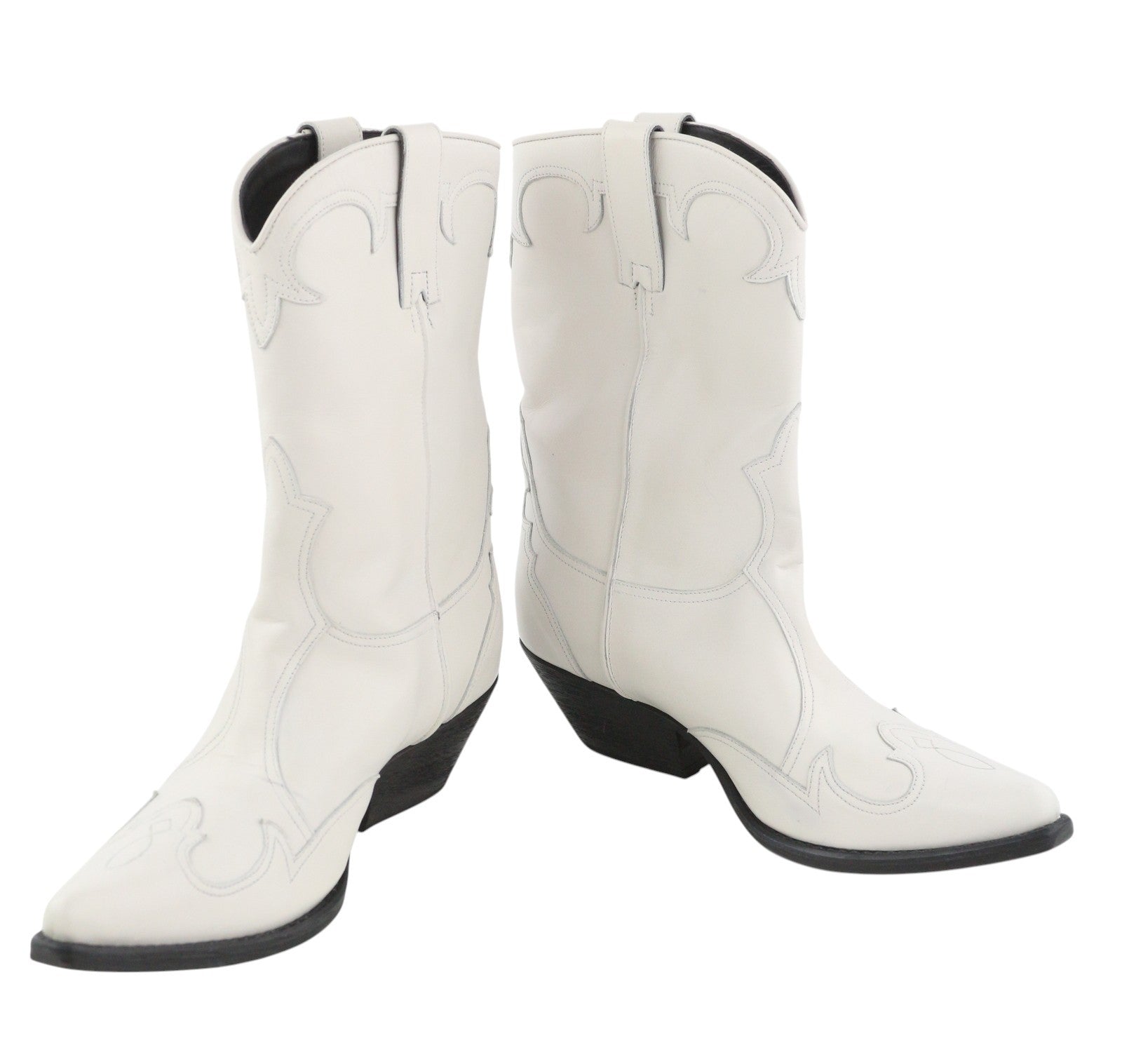 EMPORIO ARMANI X3N137 Women Boots EU37 Light White Leather Cowboy Pointed