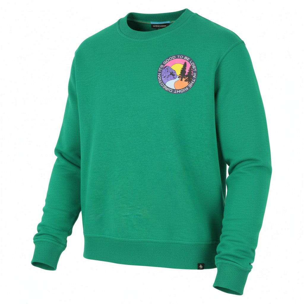 SCOTCH & SODA Men Sweatshirt M Green Crew Neck Cotton Blend Pull On