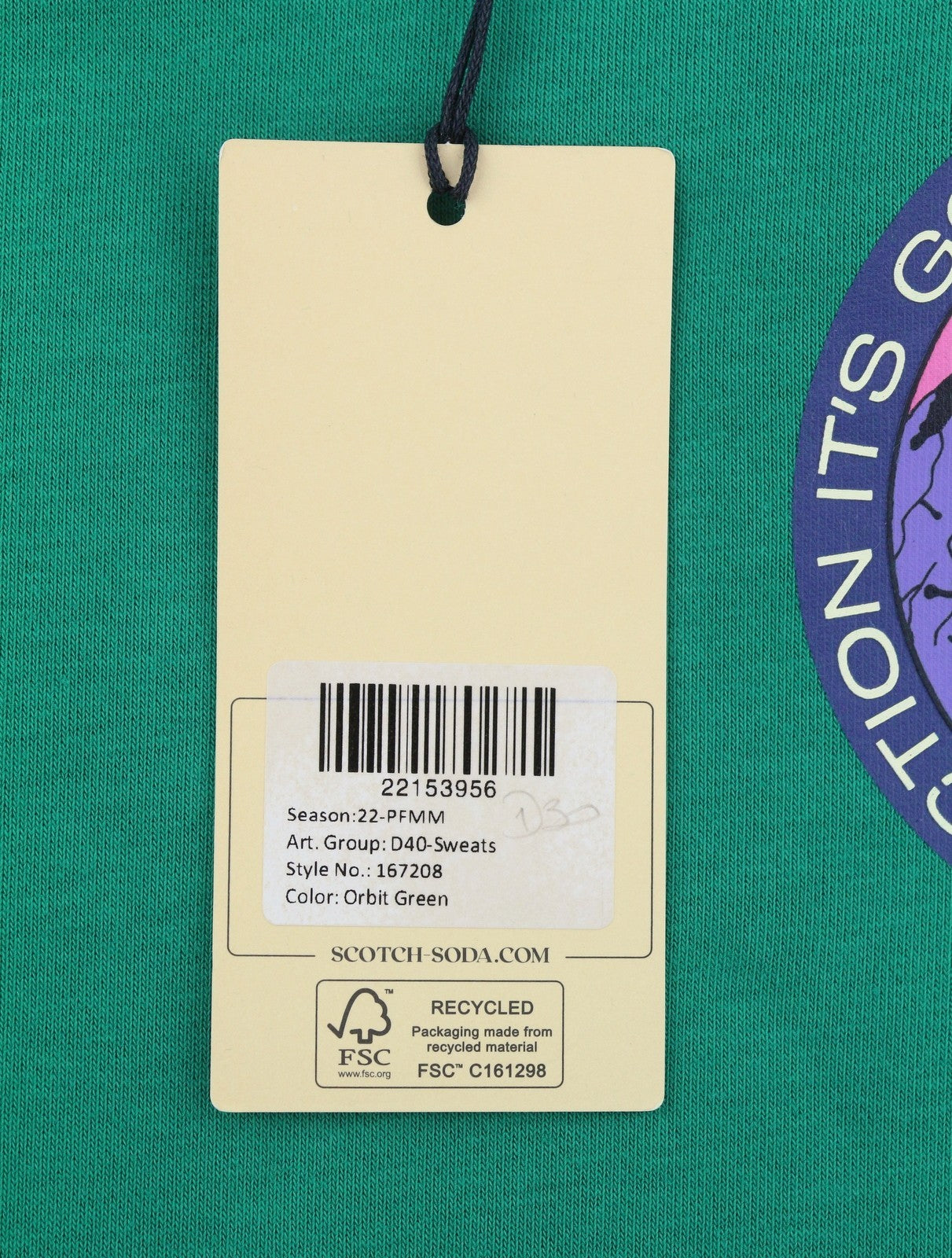 SCOTCH & SODA Men Sweatshirt M Green Crew Neck Cotton Blend Pull On