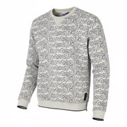 SCOTCH & SODA Men Sweatshirt M Grey Melange All-Over Logo Print Crew Pull On