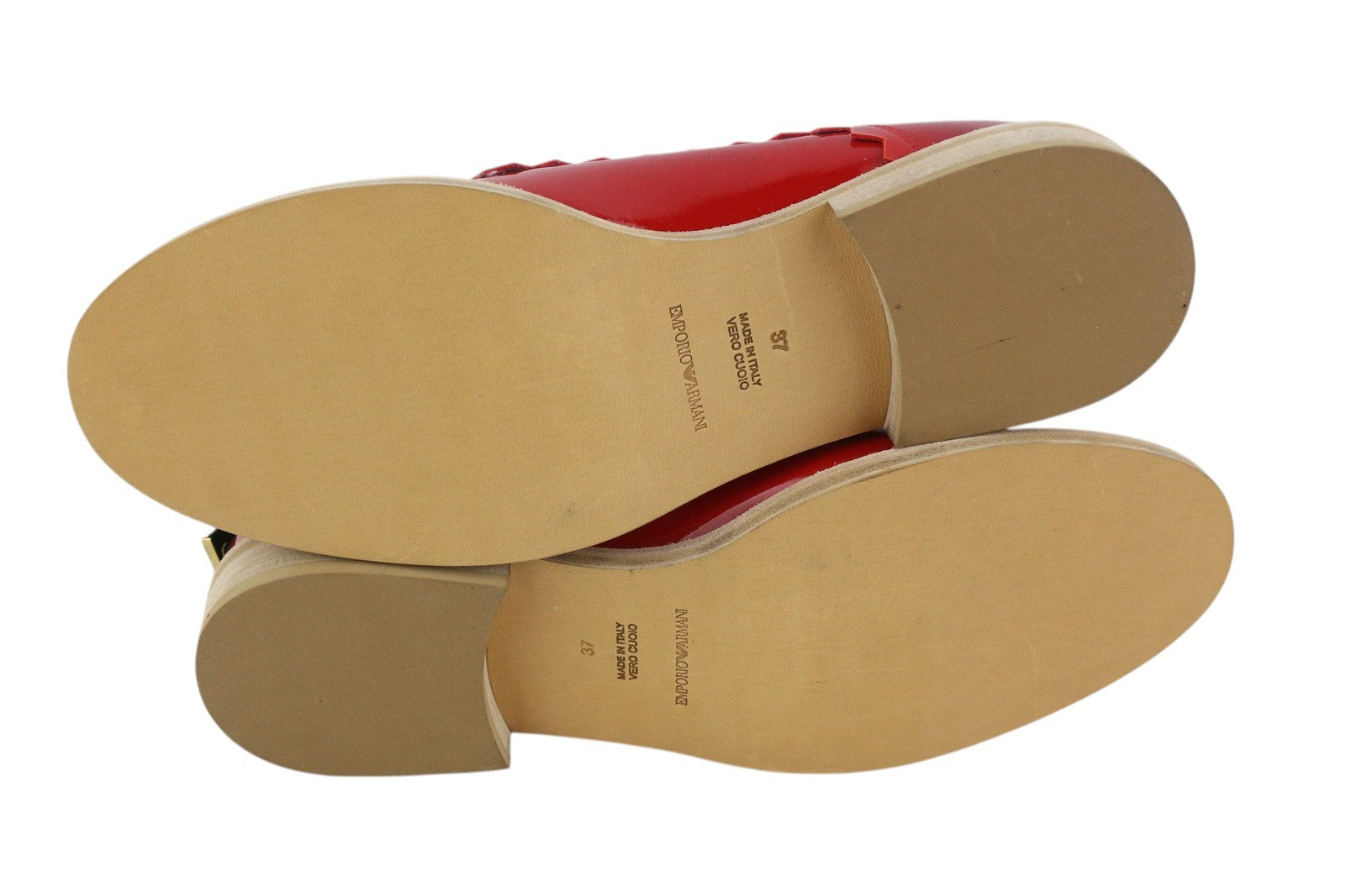 EMPORIO ARMANI Women Shoes EU37 Red Patent Round Toe Lace Oxford