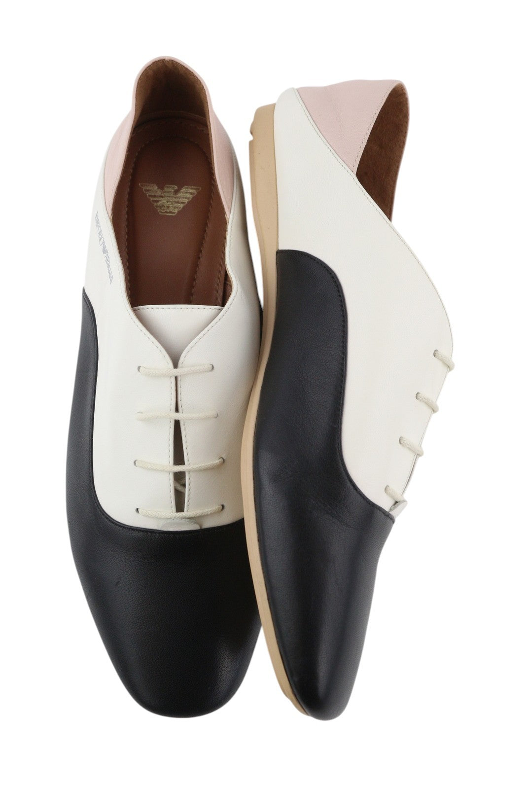 EMPORIO ARMANI Women Shoes EU37 Leather Almond Toe Lace Casual